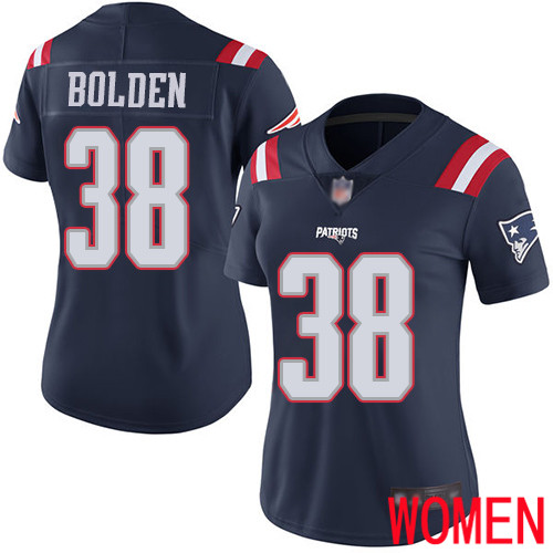 New England Patriots Football #38 Rush Vapor Limited Navy Blue Women Brandon Bolden NFL Jersey->youth nfl jersey->Youth Jersey